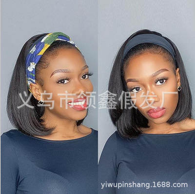 Amazon cross-border new headscarf ribbon half head cover student hair BOBO head wig factory in stock wholesale