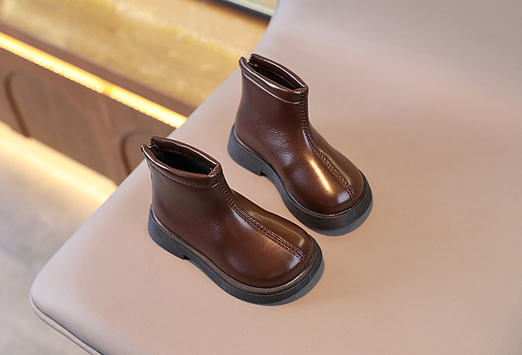 Botas martin infantis estilo britânico em couro macio_voghion.com