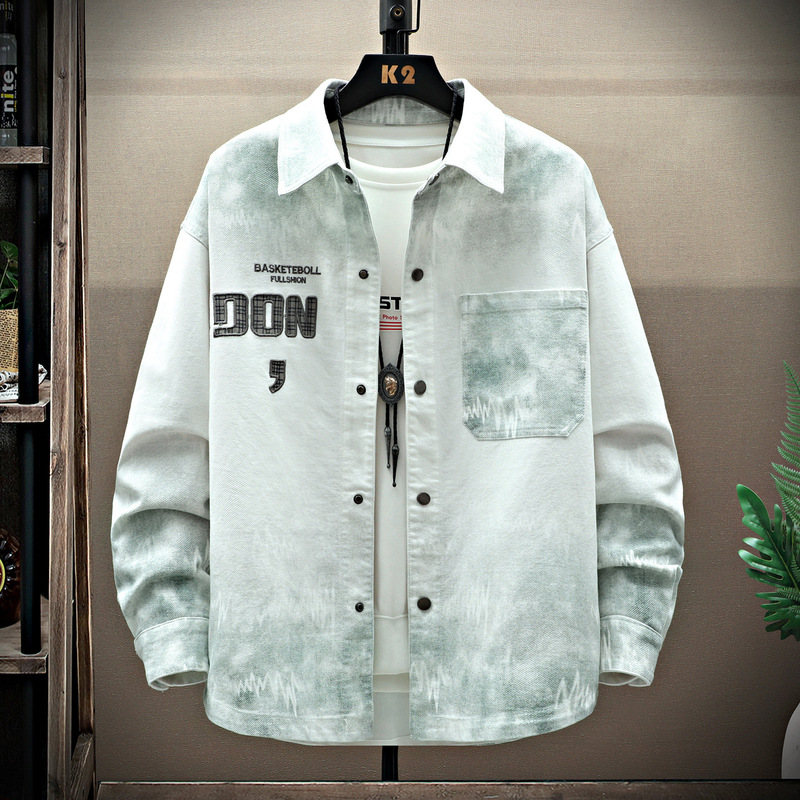 Denim Shirt Men's Spring Style Cool Jacket Trendy Gradient Color Fashion Casual Top Youth High Street Shirt Denim Shirt Men's Spring Style Cool Jacket Trendy Gradient Color Fashion Casual Top Youth High Street Shirt