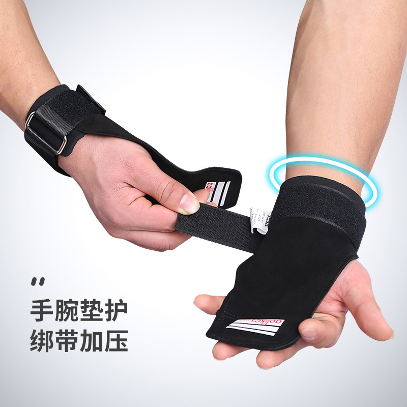 Fábrica de refuerzo cinturón pull-up cinturón de agarre guantes de fitness piel de vaca antideslizante protección de la palma de los hombres deportes correa de muñeca