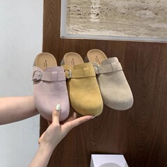 包头勃肯鞋女2025秋冬新款厚底增高一脚蹬懒人外穿拖鞋女博肯半拖