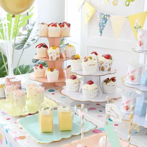 Picnic plate disposable paper plate children's party tableware dessert table decorations white plate birthday party cake plate