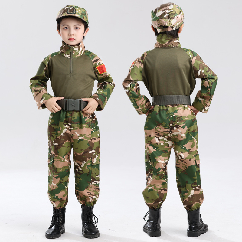 Children's camouflage suit for boys, summer short-sleeve frog suit, student military training, kindergarten summer camp outdoor training outfit