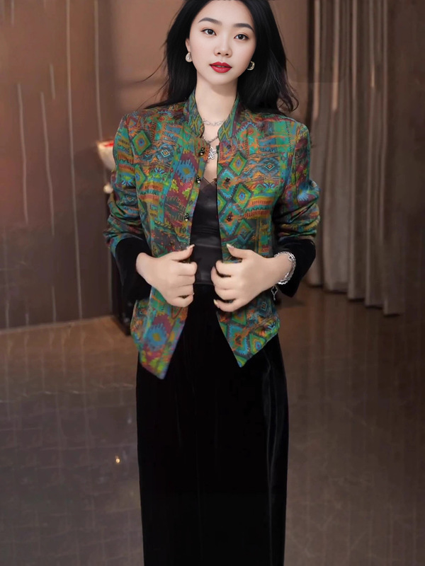 新中式气质盘扣丝绒双面穿外套女2025秋新款名媛百搭休闲高级上衣|undefined