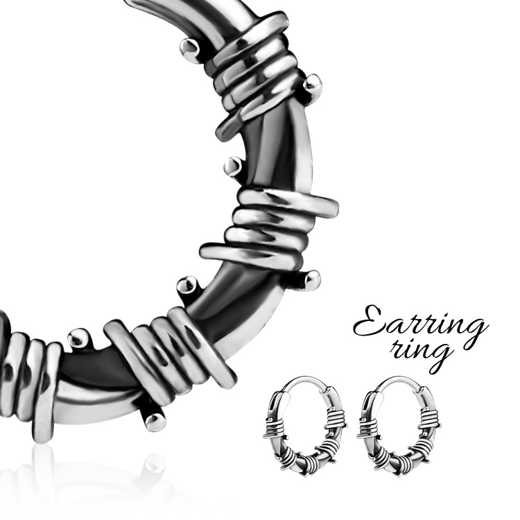 Pendientes de hombre en acero inoxidable con estilo de ratán_voghion.com