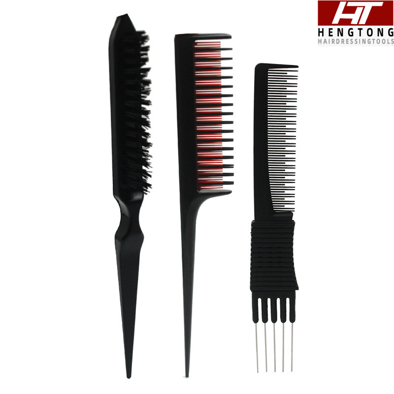 Three-Layer Pointed Tail Flat Comb with Three Rows of Dense Teeth for Hair Styling, Multifunctional Styling Tool for Women, Cross-Border Amazon Plastic Comb