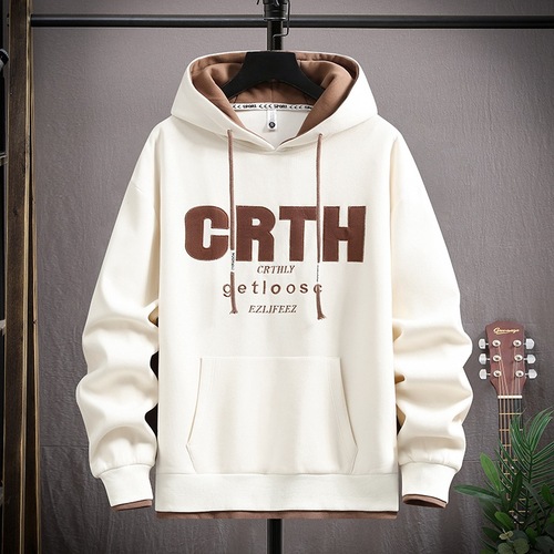 American-style hoodie men's spring and autumn thin version trendy brand loose retro letter print hooded casual versatile jacket top
