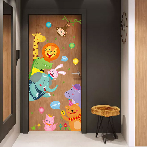 Cartoon sticker kindergarten baby animal children's room decoration bedroom background wallpaper wall sticker wall painting wallpaper self-adhesive