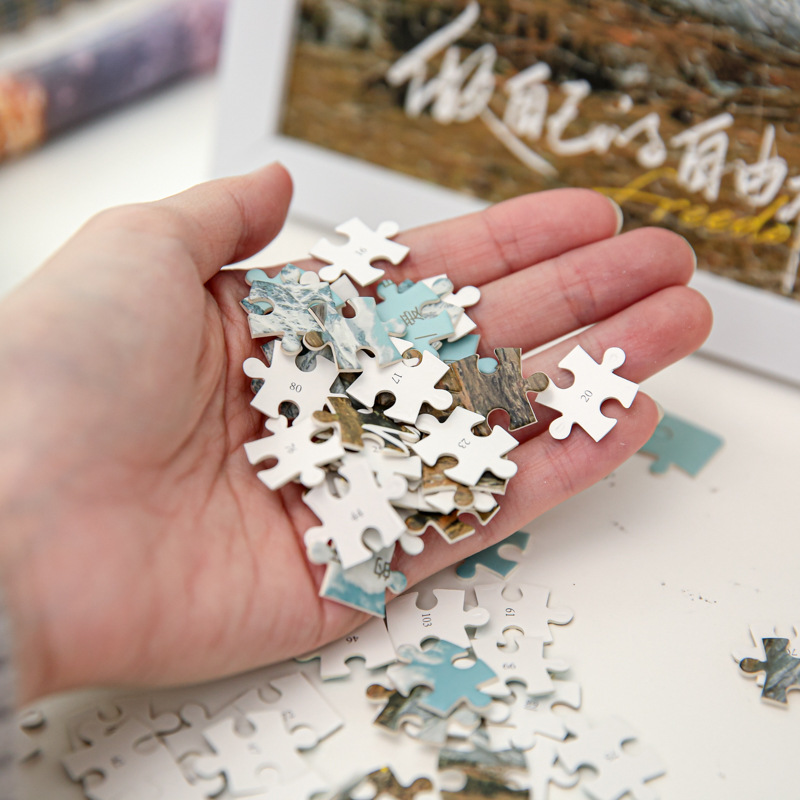 Mr. Paper Puzzle Caja de regalo Larga vida Paisaje literario Texto Bendición del estudiante Adornos de escritorio