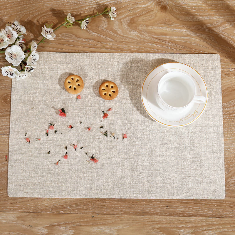 북유럽 심플 스퀘어 패브릭 가죽 플레이스 매트 양면 단열 내유성 방수 보온 매트 테이블 매트 컵 볼 매트