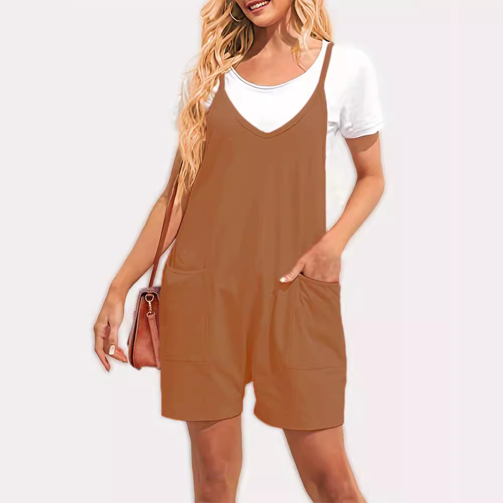 2024 ropa de mujer europea y americana eBay Amazon estación independiente popular cremallera bolsillo suspender pantalones mono suspender Pantalones
