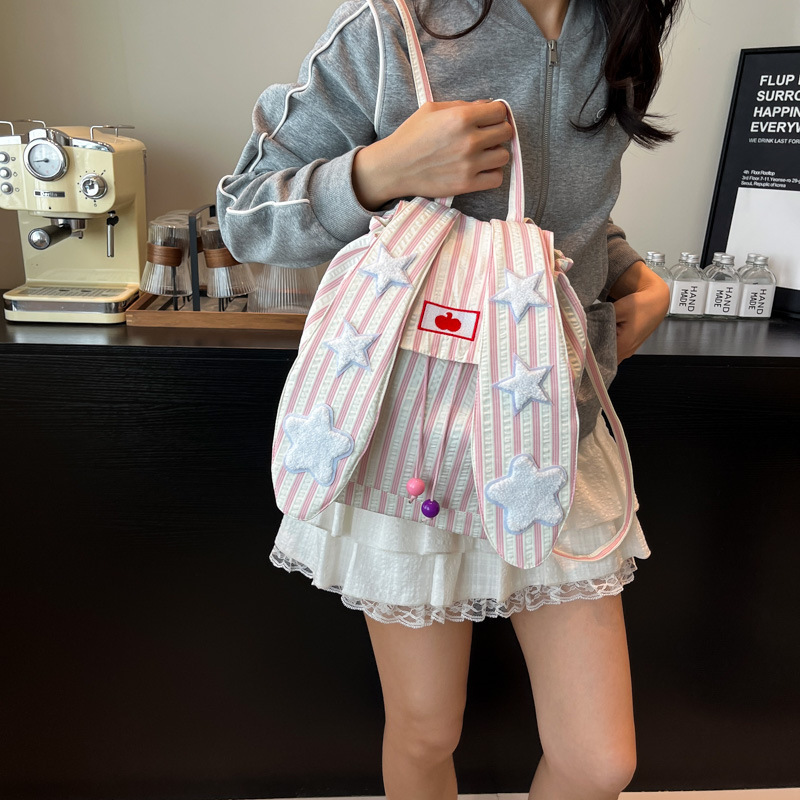 2025新款可爱兔耳朵双肩时尚休闲女包大学生出行背包轻便实用包包|undefined
