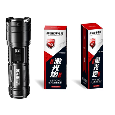 Wholesale Flashlight for Large Customers, Strong Light, Rechargeable, Long-Lasting, Household Outdoor, Drop-Resistant, Zoom Spotlight, Ultra-Bright Lighting Flashlight (UV fənərlər) - ws-826-laser-cannon