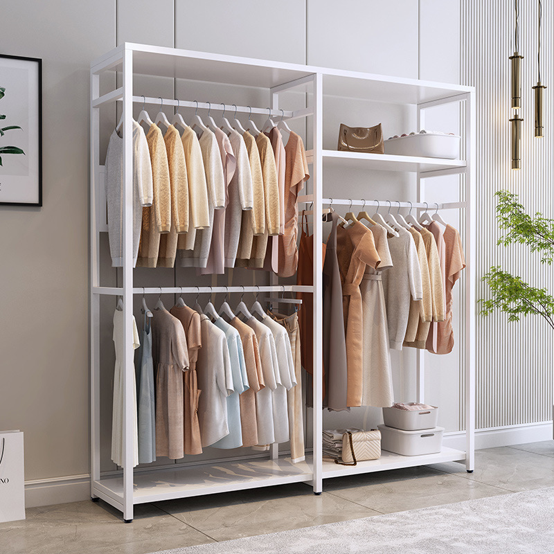 Source Coat Rack Floor-Standing Clothes Rack Open Iron Frame Wardrobe Homemade Cloakroom Clothing Store Display Rack