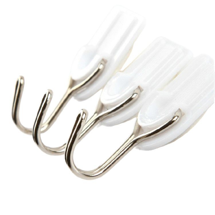 C creativo de dibujos animados blanco gancho pegajoso ropa gancho detrás de la puerta gancho 6 pack