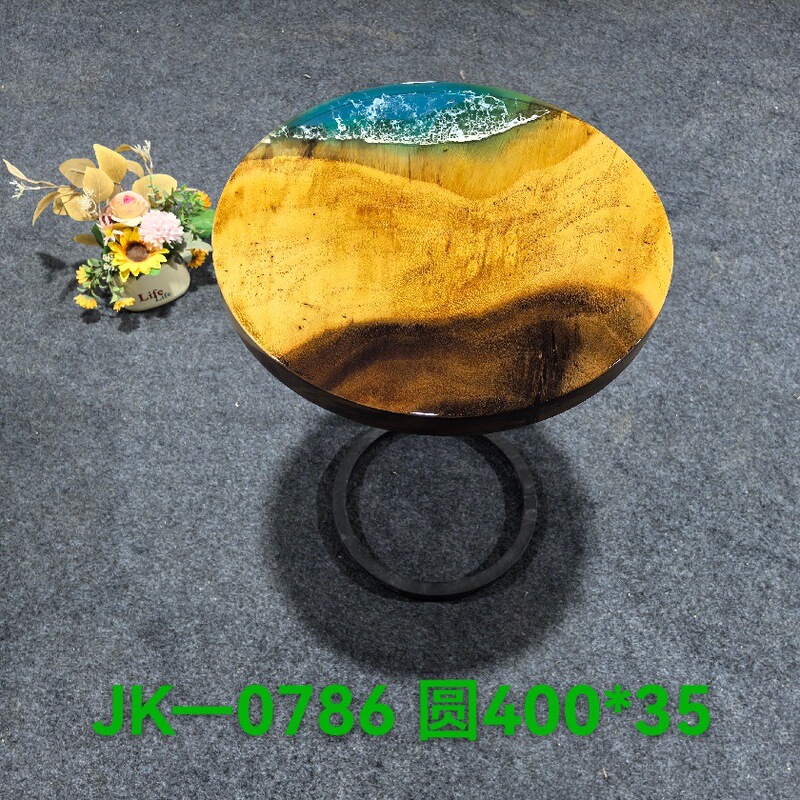 Factory Special Price South American Walnut Round Table Solid Wood Epoxy Resin Art Small Round Table Coffee Table Bedside Table Customization