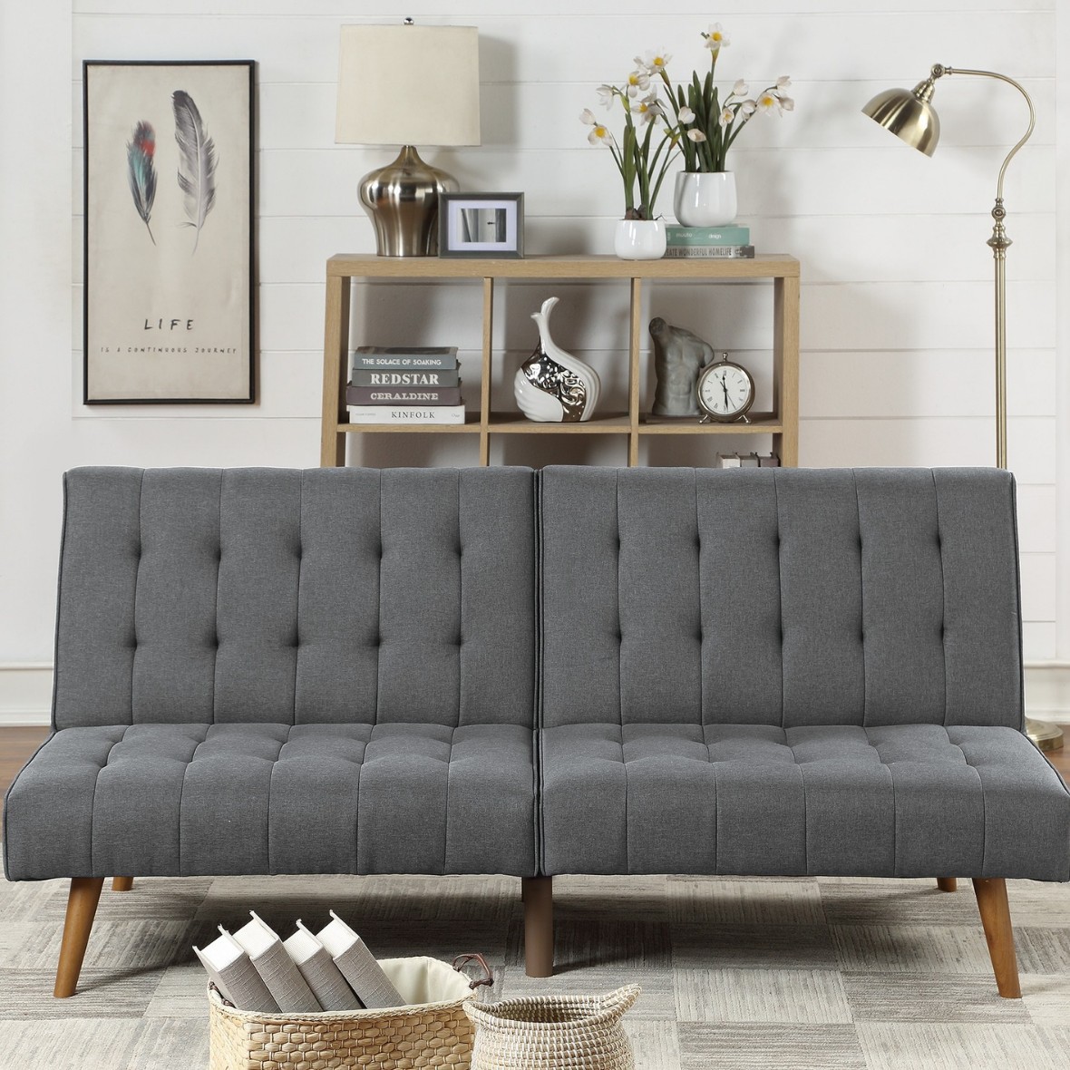 Sofá multifuncional, minimalista italiano, sofá de red en línea recta, sofá de tela para sala de estar de apartamento pequeño