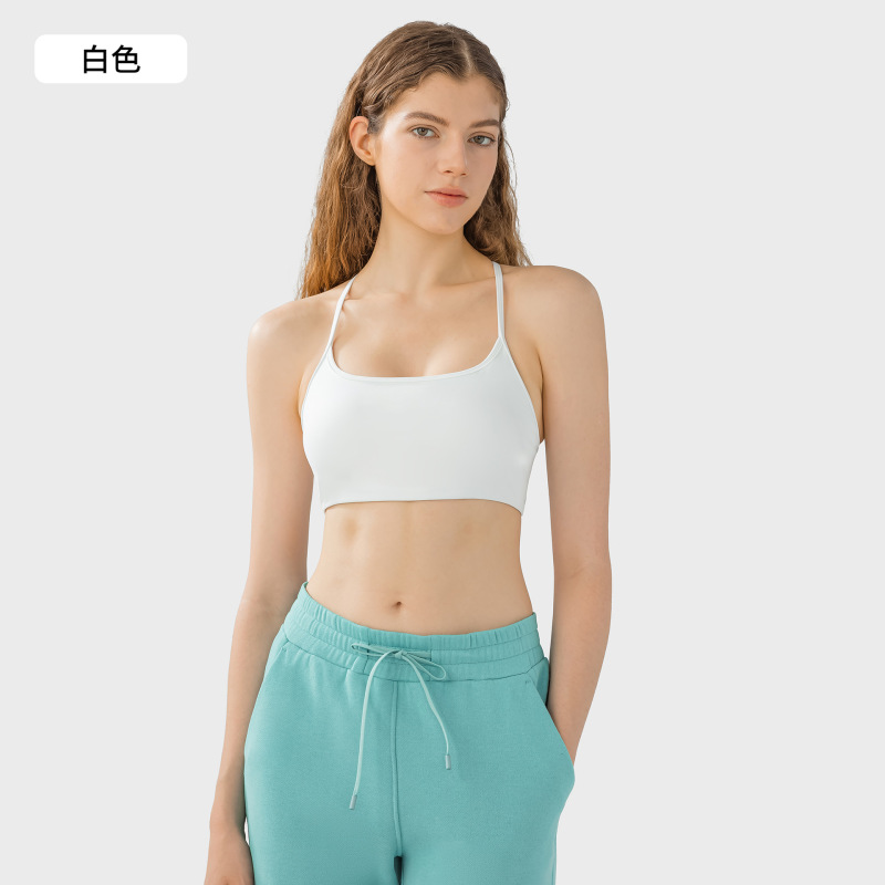 新しいクロスバックスポーツブラ女性の夏のヨガフィットネスブラジャー胸パッド付きヨガ服トップ DW399|undefined