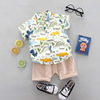 Summer flower boy costume, cartoon dinosaur, shirt, trousers, Korean style, children's clothing, suitable for import, new collection