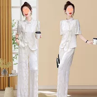 V5H одиночный/комплект, новый улучшенный костюм Cheongsam в китайском стиле для женщин, летние новые легкие роскошные высококачественные широкие брюки