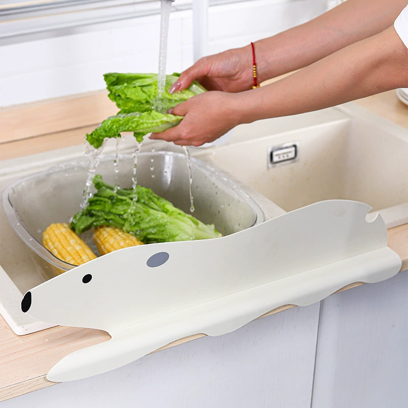Медвежья защита от разбрызгивания воды для кухонной раковины с присосками, белая, 1 основная часть + 4 присоски