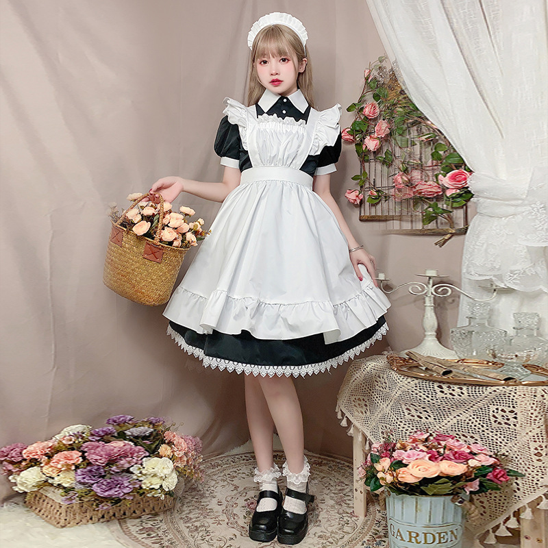 Japanese short-sleeved skirt cosplay clothes cute lolita uniform daily dress traditional maid maid outfit