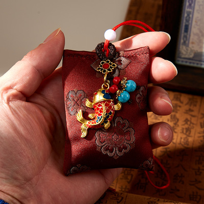 锦鲤附体鱼跃龙门汽车钥匙挂件挂链好运吉祥手机吊坠包挂福袋锦囊|ru