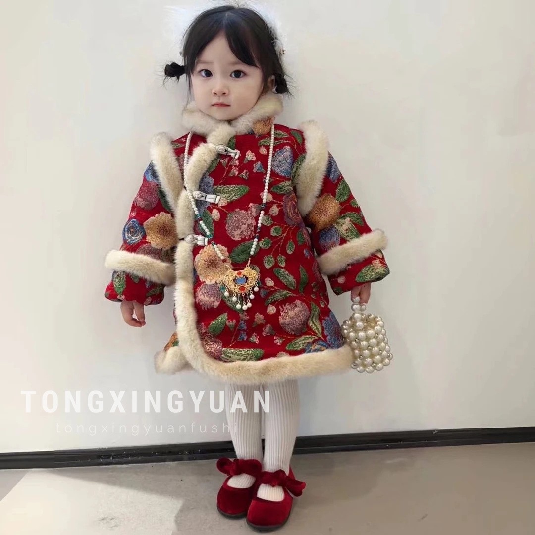 Ropa de Año Nuevo de niñas ropa de algodón de estilo chino de estilo chino de estilo chino para niños ropa de Año Nuevo Tang