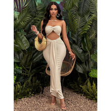 P 50467 Bandeau Crop Tie Long Skirt Set Ĩ��¶��ϵ����ȹ��