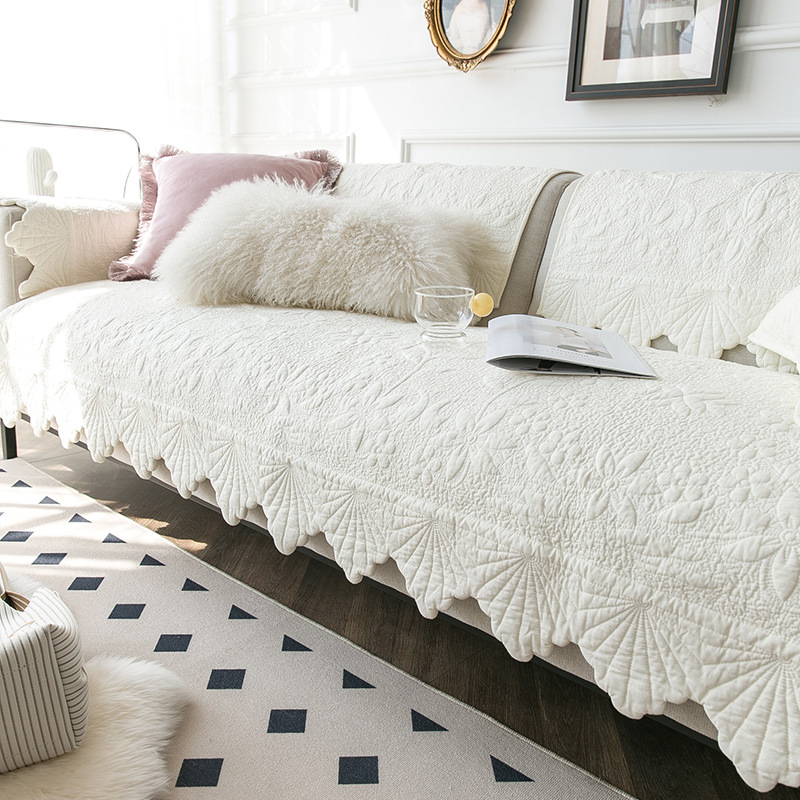 Korean-style Retro American-style Solid Color Sofa Cushion All Seasons Universal Cotton Fabric Non-slip Cotton Cushion Sofa Cover Cover Towel