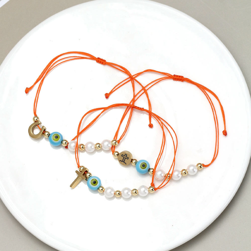 Holiday, Daily Occasion Simple Style Cross Eye 304 Stainless Steel Rope Copper Woven Chain String Bracelets Wholesale