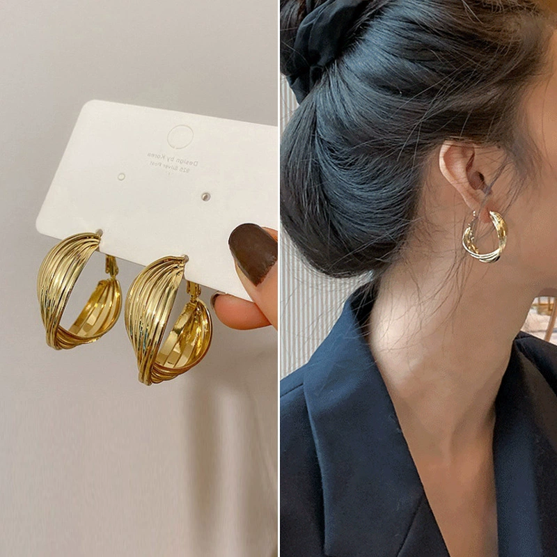 Earrings Silver 925 — Demi-season European Style, Simple Elegant Bright Design, Gold & Silver Options