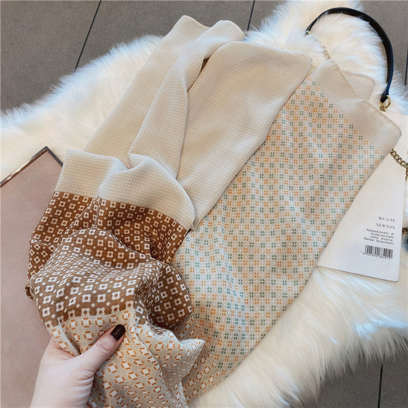 Φθινοπωρινό χρώμα κομψό μικρό λουλούδι φουλάρι από βαμβακερό και λινό γυναικείο άνοιξη και φθινόπωρο μακρύ κλιματιζόμενο σάλι χειμώνα ζεστό μεταξωτό κασκόλ_voghion.com