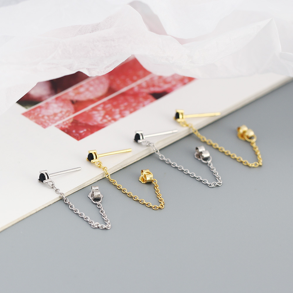 Geometric Pattern 1 Pair 925 Sterling Silver Zircon Geometric Drop Earrings
