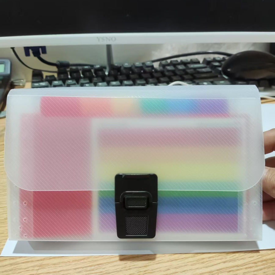 Arco Iris bolsa de órganos carpeta de archivos de plástico cuerda Paquete de Oficina A6 mini bolsa de billetes 13 rejilla carpeta de almacenamiento al por mayor