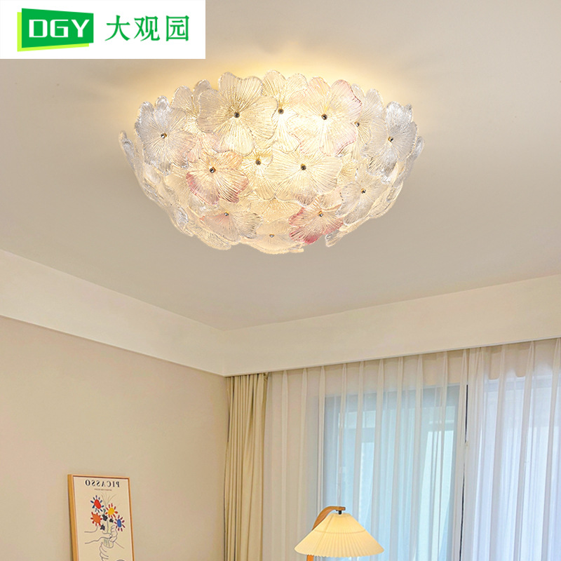 [Seleccionado cuidadosamente] Lámpara de techo de dormitorio de lujo ligero francés, sala de estudio, pétalos de cristal, habitación de niños, lámpara Zhongshan 413L