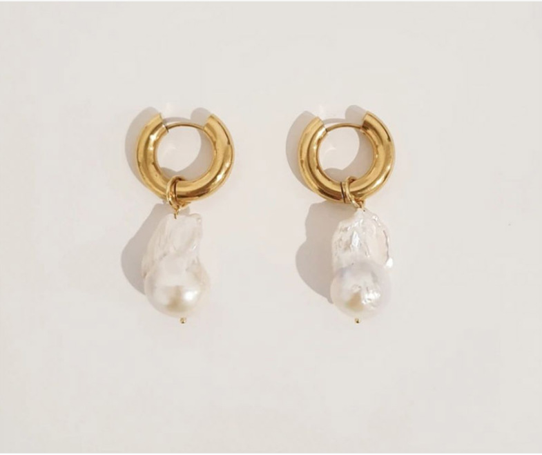 1 Pair Quantity Holiday, Banquet Occasion 1 Pair Retro Geometric Inlay 304 Stainless Steel Baroque Pearl Drop Earrings
