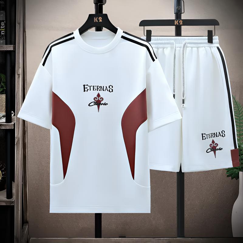 Kurzarm-T-Shirts aus Eisseide für Jungen, stylische Sommerkleidung, lässiges Sportbekleidungsset für Schüler der Mittel- und Oberstufe, Teenager_voghion.com