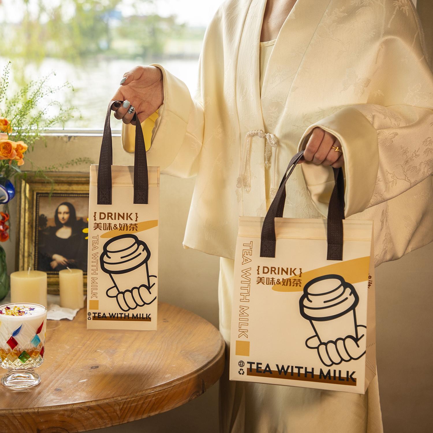 保温袋铝箔外卖专用甜品奶茶无纺布手提打包袋保温外卖袋外带外送