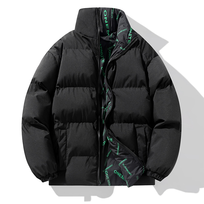 Chaqueta de algodón de pluma para hombres de invierno doble cara chaqueta de sombrero de marca de moda suelta abrigo de cuello vertical abrigo de abrigo caliente para hombres