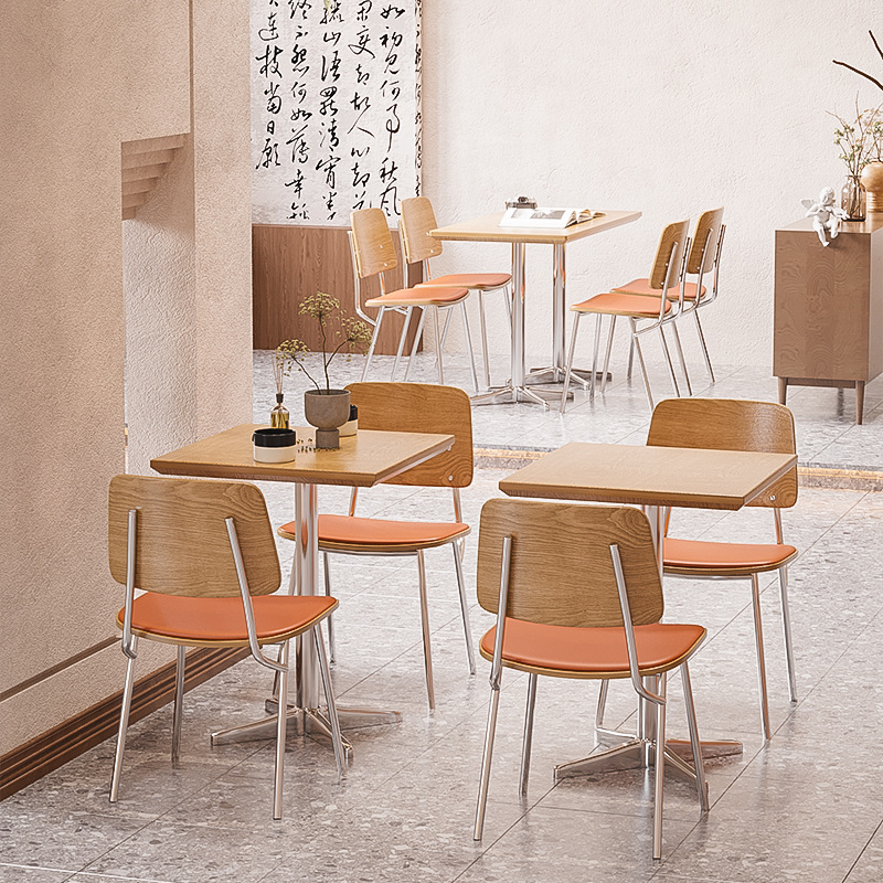 Western Restaurant Table and Chair Combination, Restaurant Dining Chair, Leisure Milk Tea Shop, Cafe Table and Chair Set, Restaurant Commercial