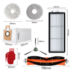 Wan Chuang compatible Midea X20 Pro/X20 Pro Plus rubber brush side brush filter dust bag cloth mop cleaning solution
