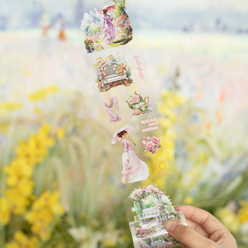 Un buen día PET cinta adhesiva de corte de troquel sueña con la serie victoriana cuentas de mano DIY cinta adhesiva de material decorativo