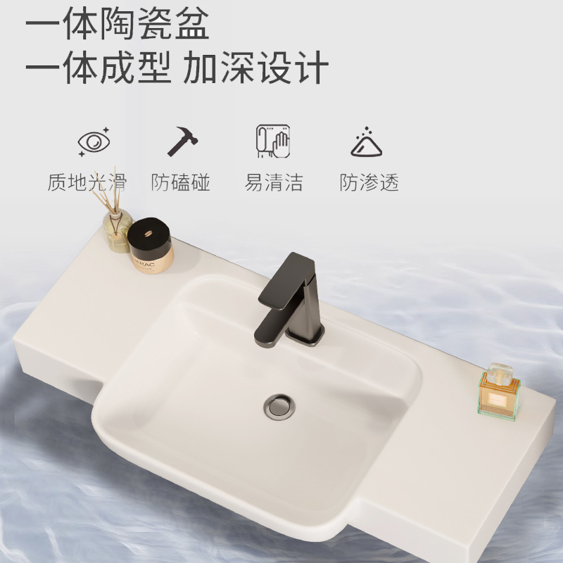 Pequeño apartamento espacio armario de baño de aluminio combinación lavabo de cerámica lavabo de lavabo transfronterizo piscina de mesa de lavado ultra estrecha
