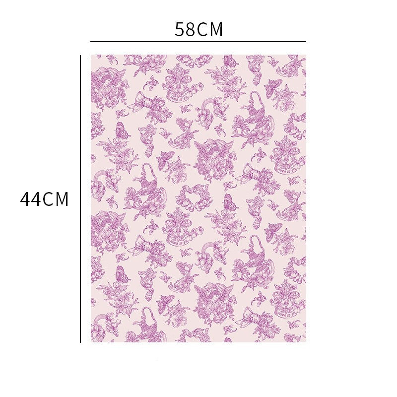 Papel de regalo floral impermeable de estilo europeo para el Día del Maestro, impreso con un elegante diseño floral para empaquetado de ramos de regalo en floristerías.