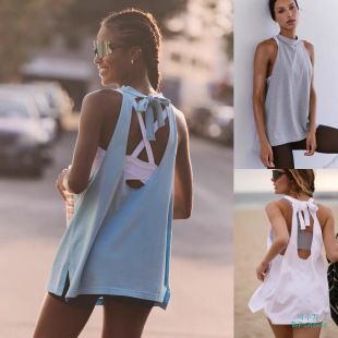 Yoga Sports Blouse Round Neck Strap Loose Large Backless Hollow Sexy Yoga Blouse Slimming Look Running Top for Women