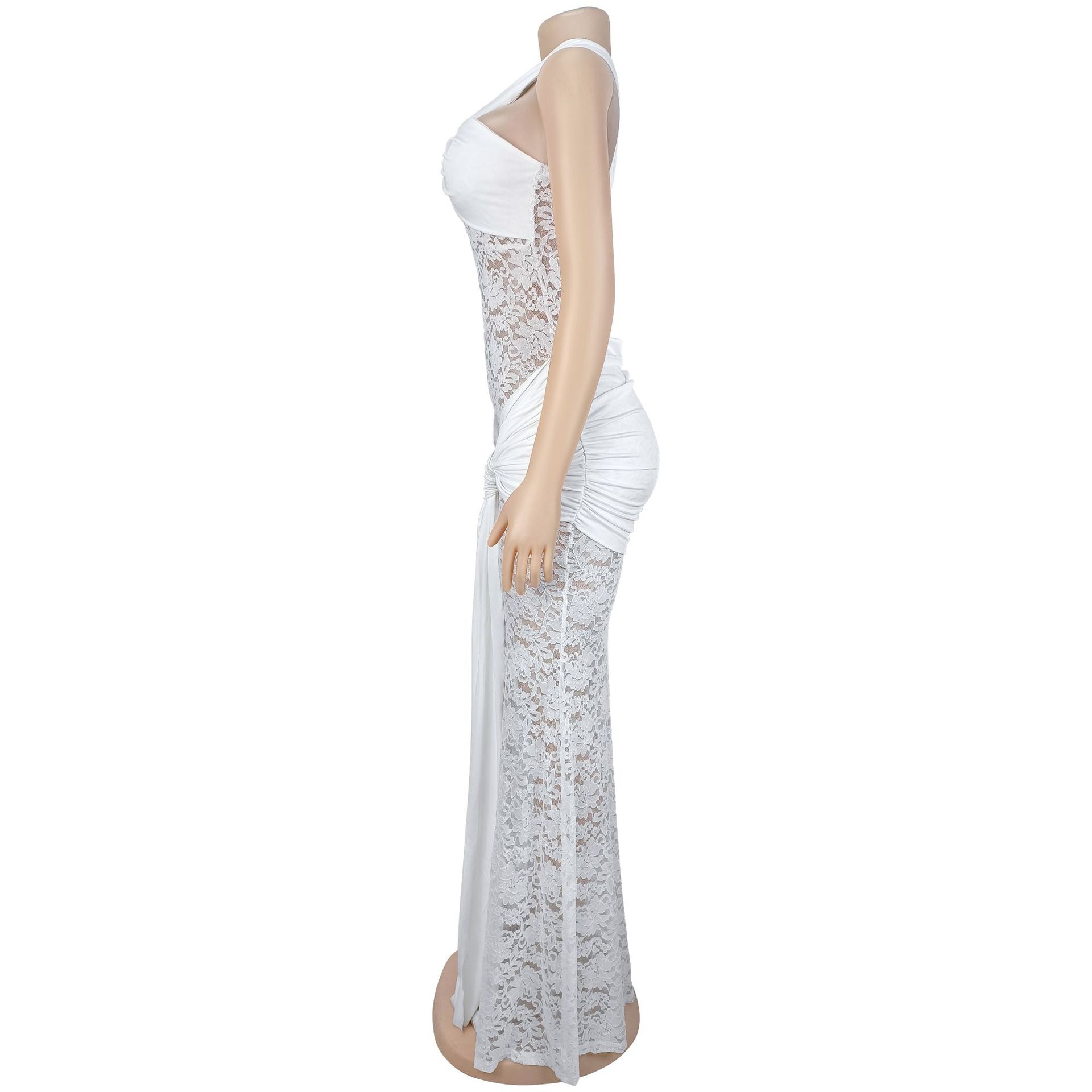 Sexy bodycon jurk van kant met eén schouder voor dames_voghion.com
