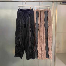 欧版时尚女士长裤拉链尼龙防水长裤运动风高腰裤拼接薄款2025秋装