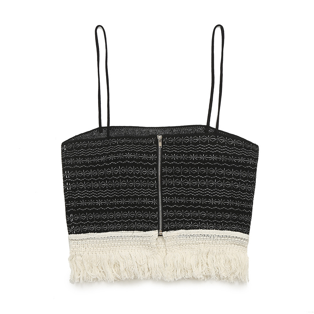 Women's 2024 Summer New Color blocked Striped Strap Slimming Half Skirt Set_voghion.com