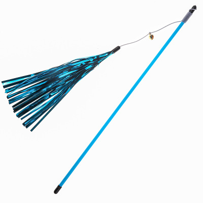 2021新逗猫玩具蓝杆钓鱼竿响纸逗猫棒跨境猫玩具亚马逊猫玩具棒